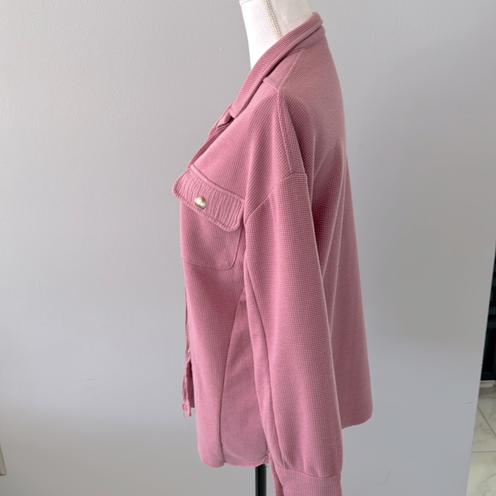 Waffle Knit Button Down Shirt - Picture 3 of 5